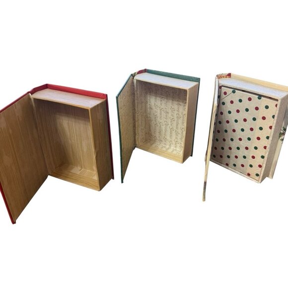 Christmas Faux Book Gift Card Box Assorted Scenes 4" x 2.75" x 1" - Picture 2 of 5